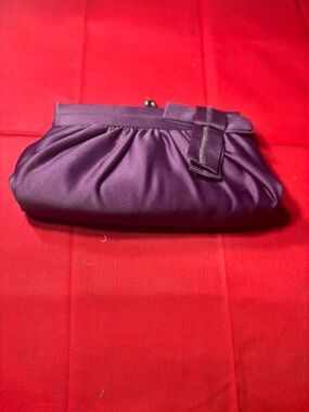 Kate Landry Elegant Purple Satin Clutch Bag with Bow Detail EPC
